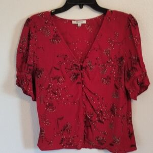 Madewell Daylight Top Windswept Floral Red Casual Chic Vintage Inspired Size 12